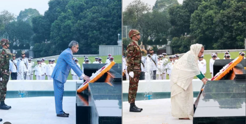 শিখা অনির্বাণে রাষ্ট্রপতি-প্রধানমন্ত্রীর শ্রদ্ধা নিবেদন
